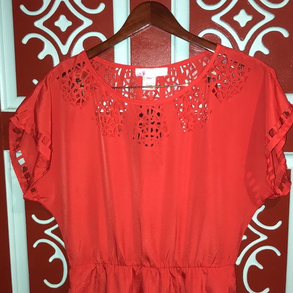 Red/Orange Cut Out Dress Size Medium - Picture 3 of 12